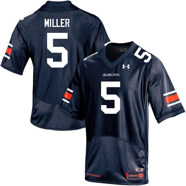 Men #5 Dreshun Miller Auburn Tigers College Football Jerseys Sale-Navy